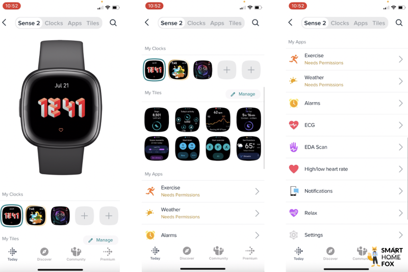 Man sieht die Einstellungen in der Fitbit App.
